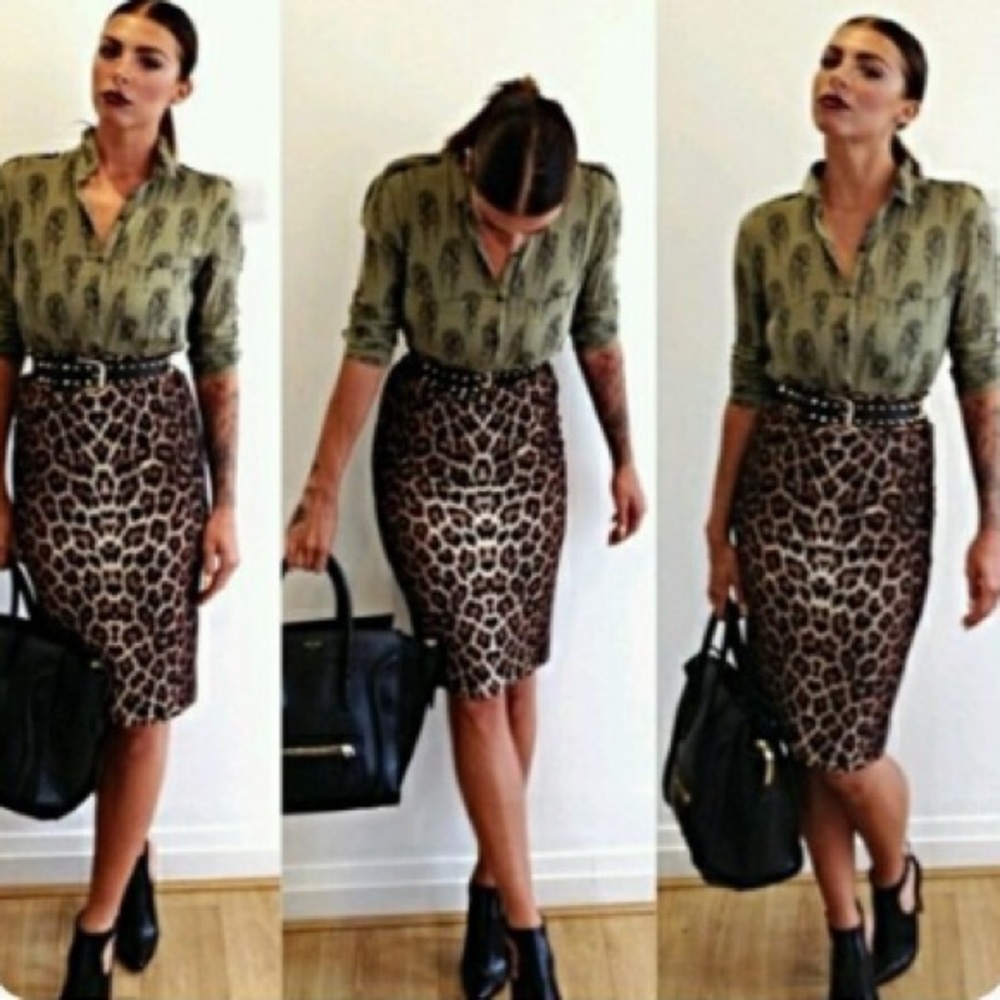 Zara Tiger Button Down Blouse